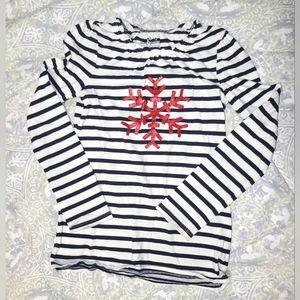 Jumping Beans Long Sleeve Striped Snowflake Shirt (Size 8)